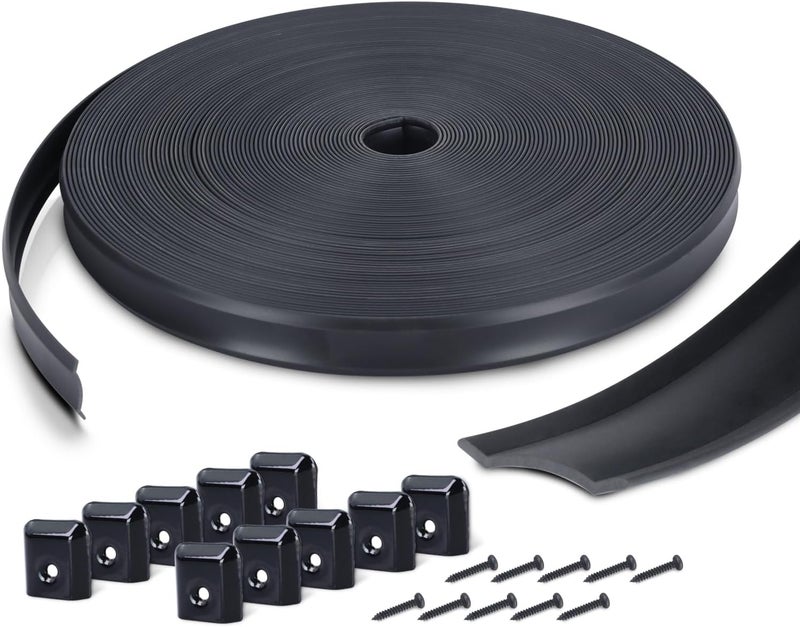SoCiMa 7/8" RV Trim Molding Insert with Flat Metal End Caps, RV Screw Cover Trim, Vinyl RV Corner Molding, Weather Stripping Roof Gutter Trim Exterior for RV Camper Travel Trailer (Black, 100FT - 7/8") - Image 1